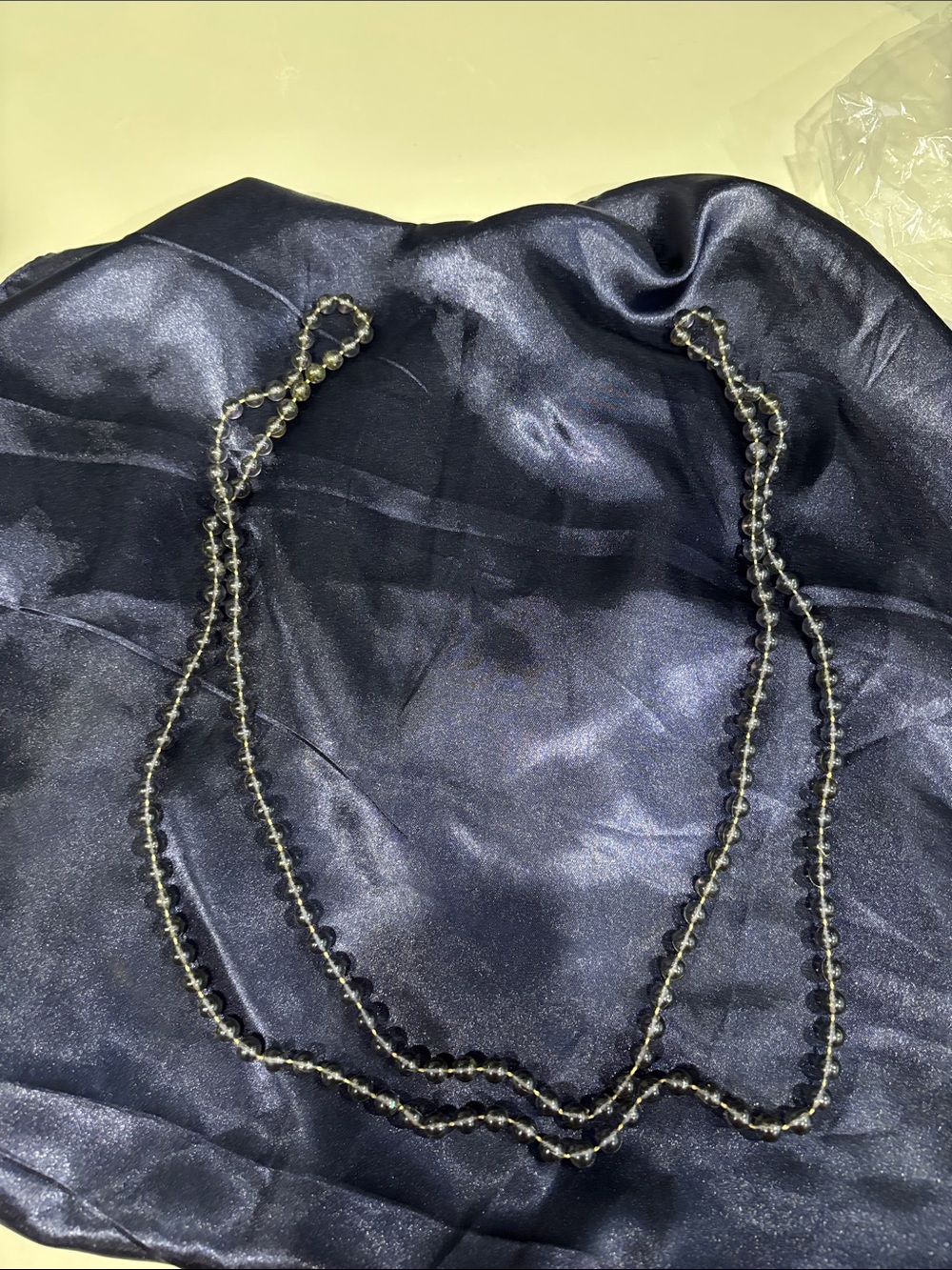 Black Faceted Bead Long Necklace